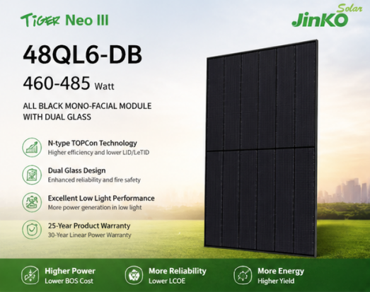 Cheap jinko 48QL6-DB 460-485W AllBlack TOPCon Supplier and